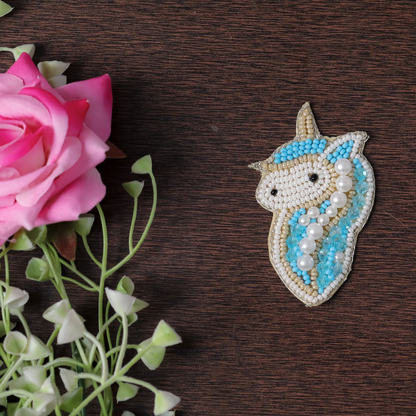 Pair Of Magical Beaded Seahorse Unicorn Patch – DIY Sew-On Applique