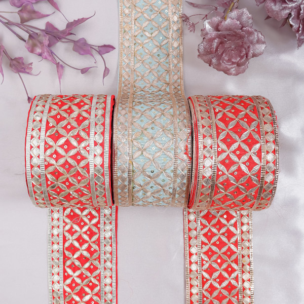 Ethnic Jaal Work Gota Lace Ribbon | Premium Bridal Embroidery Trim for Sarees, Suits, and DIY Outfits