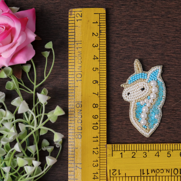 Pair Of Magical Beaded Seahorse Unicorn Patch – DIY Sew-On Applique