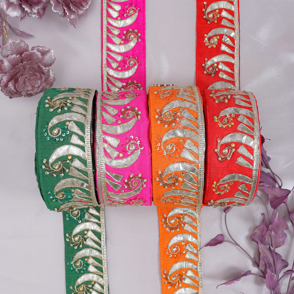 Image of Premium Gota Patti &amp; Bead Work Embroidery Lace – Handcrafted Border Material for Sarees,