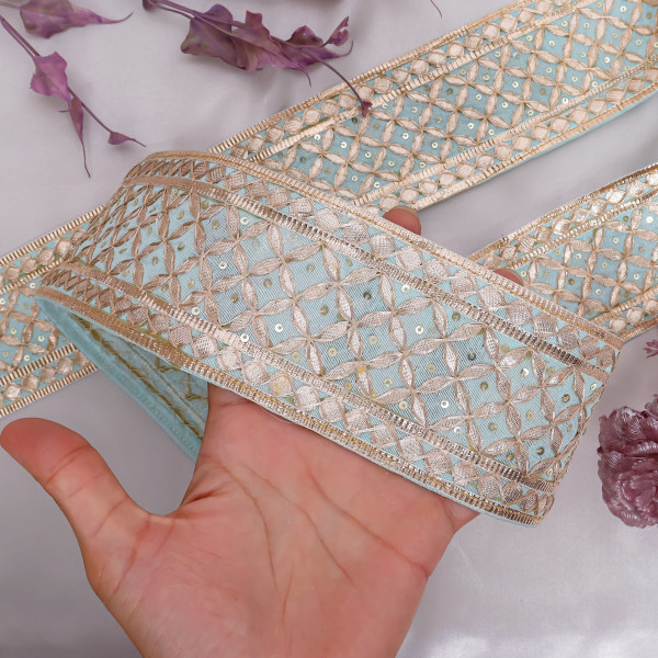 Ethnic Jaal Work Gota Lace Ribbon | Premium Bridal Embroidery Trim for Sarees, Suits, and DIY Outfits