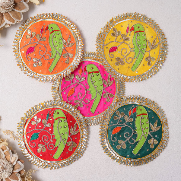 Pack Of  10pcs Handcrafted Gota Work Parrot Texture Patch | Ethnic Applique
