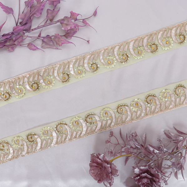 Premium Gota Patti & Bead Work Embroidery Lace – Handcrafted Border Material for Sarees,