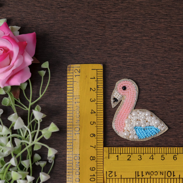 Pair of Embroidered Flamingo Bird Applique