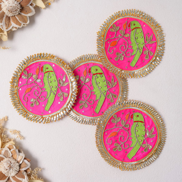 Pack Of  10pcs Handcrafted Gota Work Parrot Texture Patch | Ethnic Applique