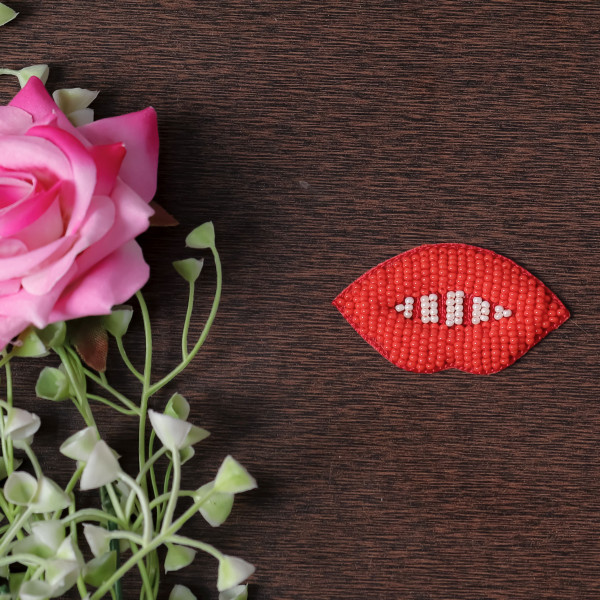 Pair Of Lips Patch – Hot Pink Kisses Beaded Applique,
