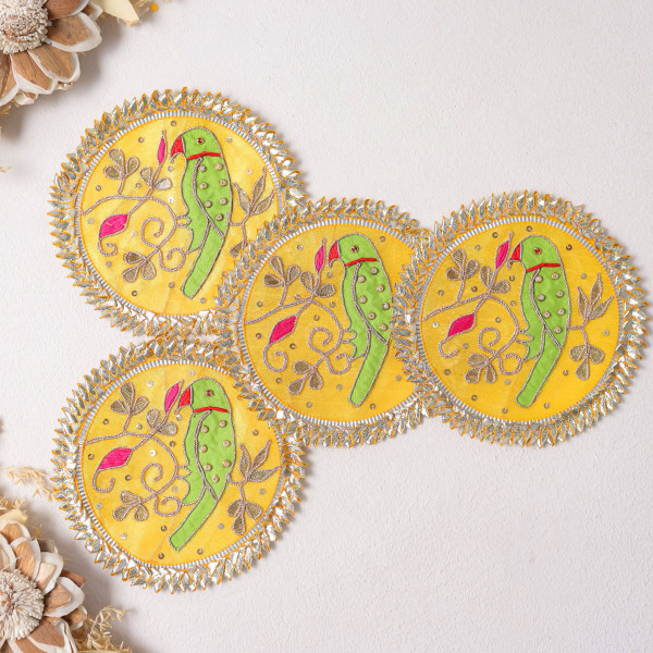 Pack Of  10pcs Handcrafted Gota Work Parrot Texture Patch | Ethnic Applique