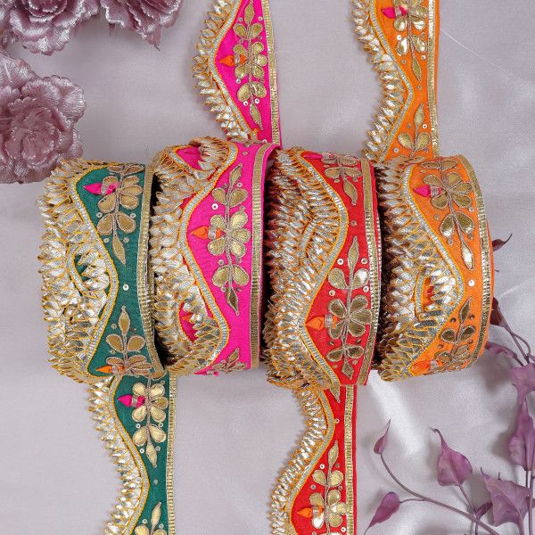 Handcrafted Gota Patti Cut Work Lace Trim for Saree & Crafting