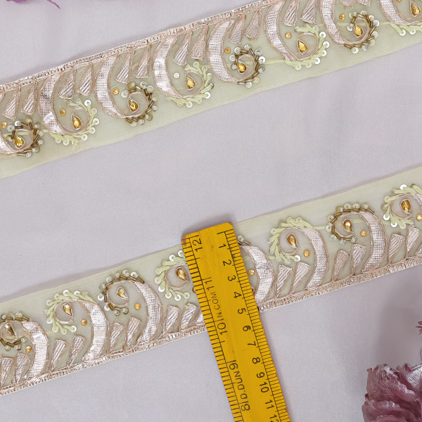 Premium Gota Patti & Bead Work Embroidery Lace – Handcrafted Border Material for Sarees,
