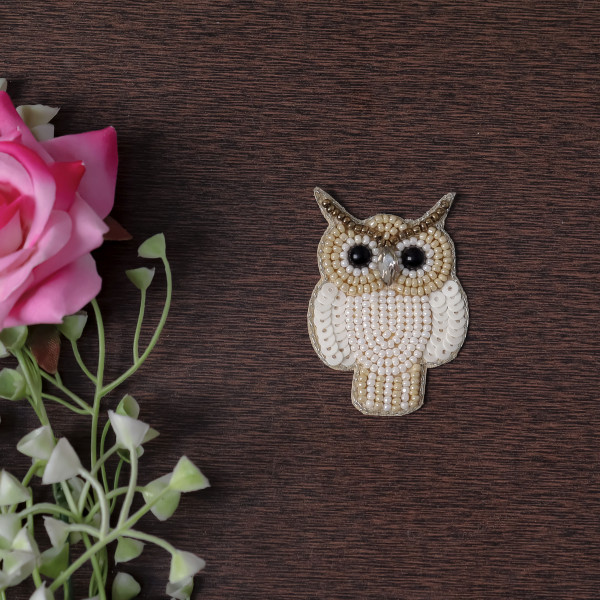 Pair of Handmade Beaded Owl Applique Motif