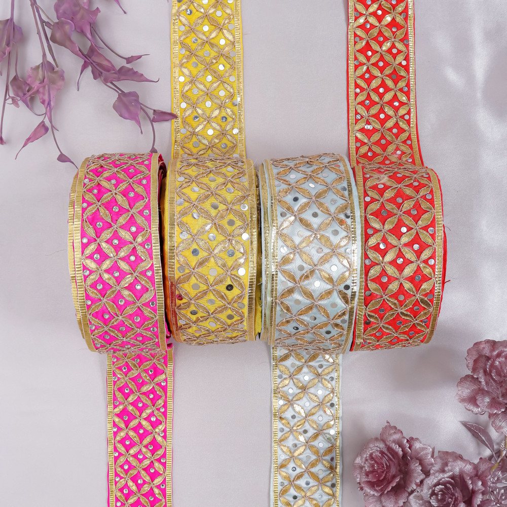 Image of Traditional Gold Gota Patti Jaal Lace – Heavy Embroidered Festive Border Trim