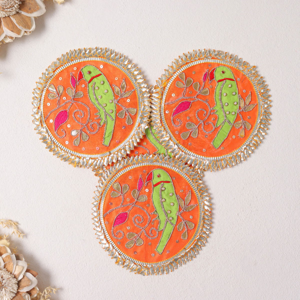 Pack Of  10pcs Handcrafted Gota Work Parrot Texture Patch | Ethnic Applique
