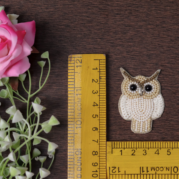 Pair of Handmade Beaded Owl Applique Motif