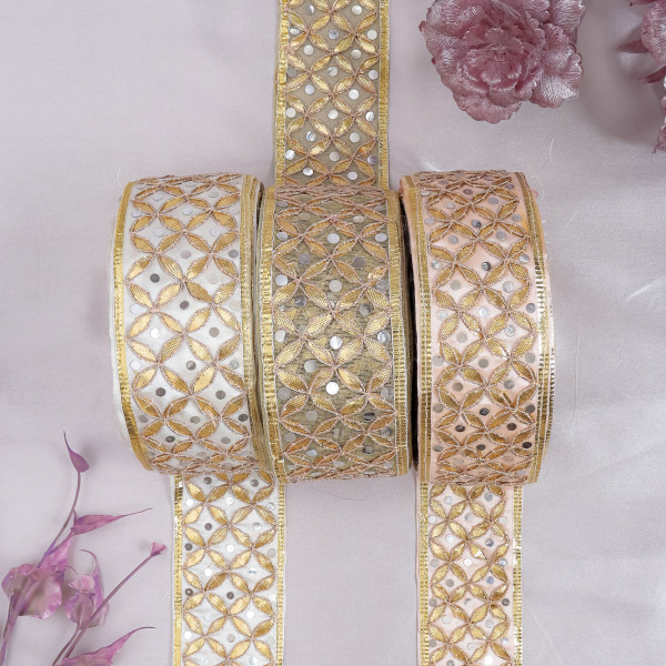 Traditional Gold Gota Patti Jaal Lace – Heavy Embroidered Festive Border Trim