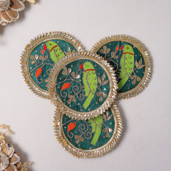 Pack Of  10pcs Handcrafted Gota Work Parrot Texture Patch | Ethnic Applique