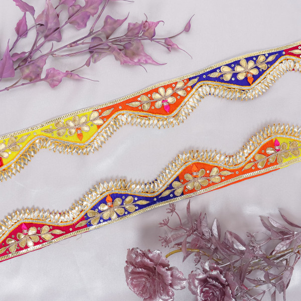 Handcrafted Gota Patti Cut Work Lace Trim for Saree & Crafting