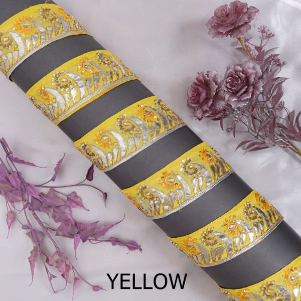 Premium Gota Patti & Bead Work Embroidery Lace – Handcrafted Border Material for Sarees,