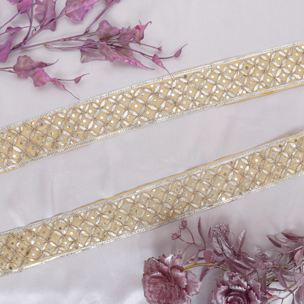 Traditional Silver Gota Patti Jaal Lace – Heavy Embroidered Festive Border Trim