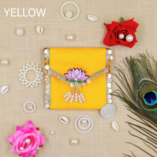 pack of 5pcs Vibrant Lotus Beadwork Coin Purse / Shagun Pouch