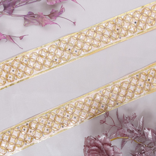Traditional Gold Gota Patti Jaal Lace – Heavy Embroidered Festive Border Trim