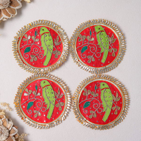 Pack Of  10pcs Handcrafted Gota Work Parrot Texture Patch | Ethnic Applique