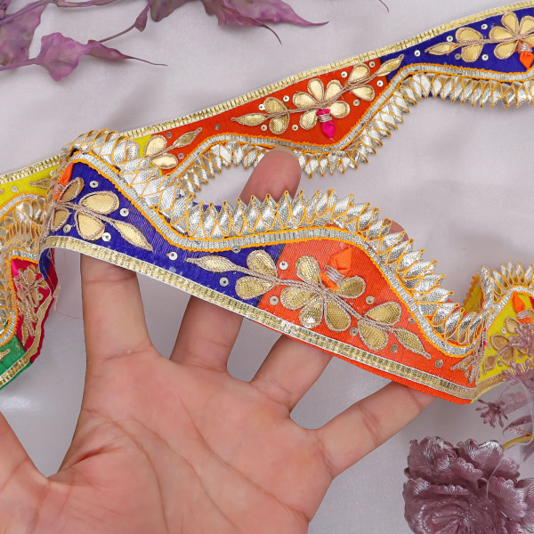 Handcrafted Gota Patti Cut Work Lace Trim for Saree & Crafting