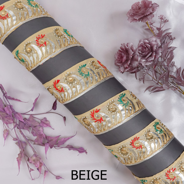 Premium Gota Patti & Bead Work Embroidery Lace – Handcrafted Border Material for Sarees,