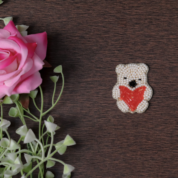 Pair Of Cute Beaded Teddy Bear Applique