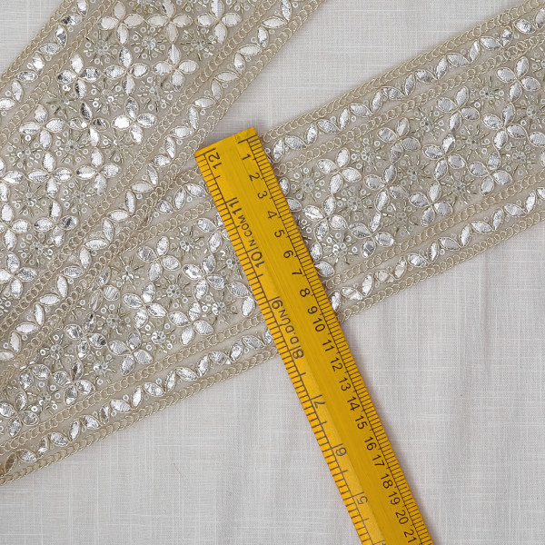 Luxury Metallic Gota Tissue Embroidered Lace Trim | Versatile Craft & Saree Border