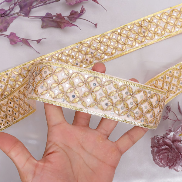 Traditional Gold Gota Patti Jaal Lace – Heavy Embroidered Festive Border Trim