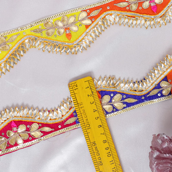 Handcrafted Gota Patti Cut Work Lace Trim for Saree & Crafting