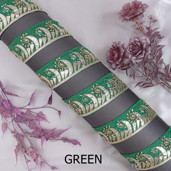 Premium Gota Patti & Bead Work Embroidery Lace – Handcrafted Border Material for Sarees,