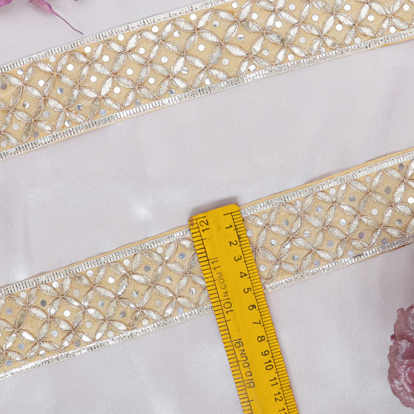 Traditional Silver Gota Patti Jaal Lace – Heavy Embroidered Festive Border Trim