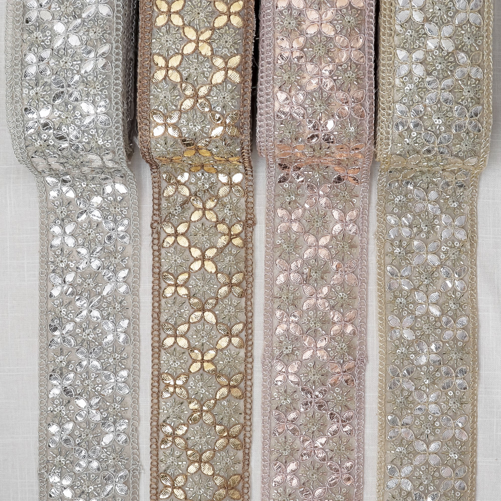 Image of Premium Tissue Gota Embroidery Lace Border for Saree &amp; Craft DIY
