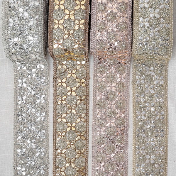 Premium Tissue Gota Embroidery Lace Border for Saree & Craft DIY