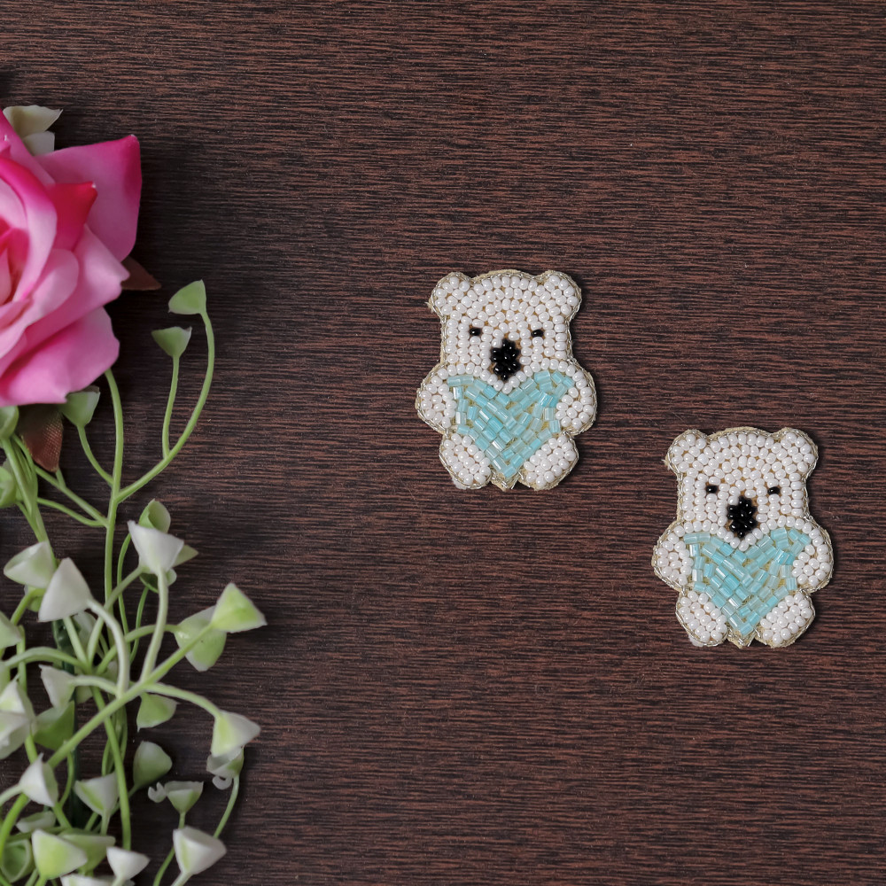 Image of Pair Of Cute Beaded Teddy Bear Applique