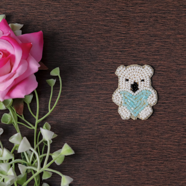 Pair Of Cute Beaded Teddy Bear Applique