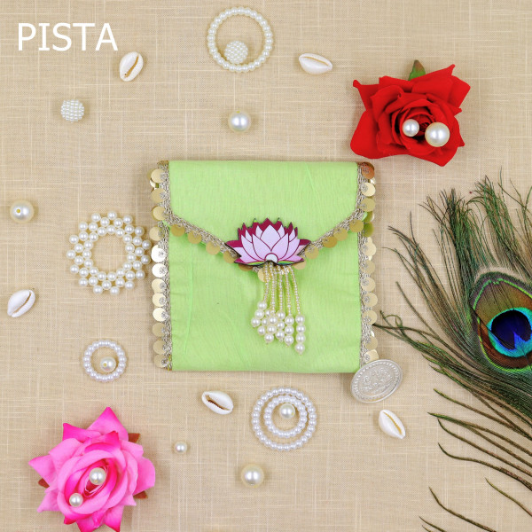 pack of 5pcs Vibrant Lotus Beadwork Coin Purse / Shagun Pouch