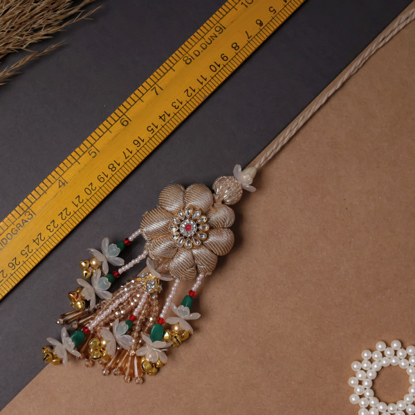 Handcrafted Multi-Beaded Bhai Bhabhi Rakhi Set with Matching Lumba