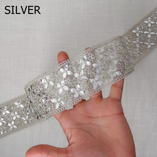 Premium Tissue Gota Embroidery Lace Border for Saree & Craft DIY