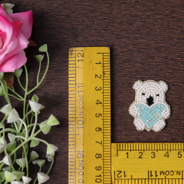 Pair Of Cute Beaded Teddy Bear Applique