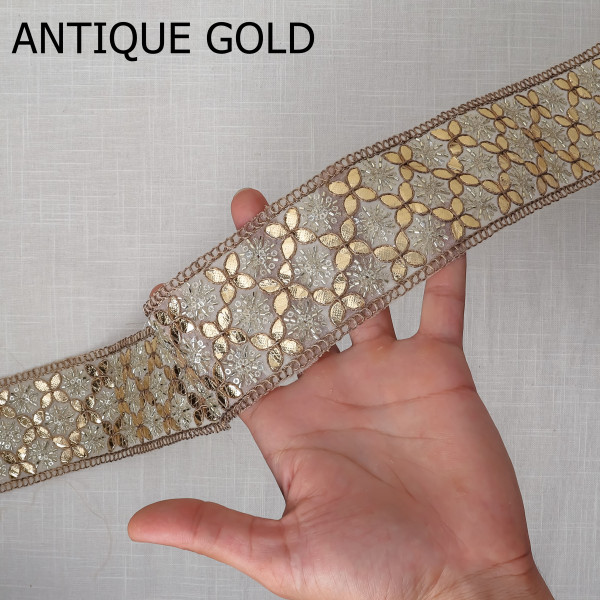 Premium Tissue Gota Embroidery Lace Border for Saree & Craft DIY