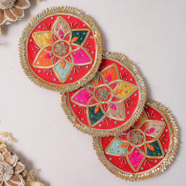 Pack of  10pcs Vibrant Gota Patti Floral Applique Patches | Traditional DIY Craft Embellishments