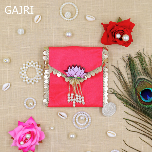 pack of 5pcs Vibrant Lotus Beadwork Coin Purse / Shagun Pouch