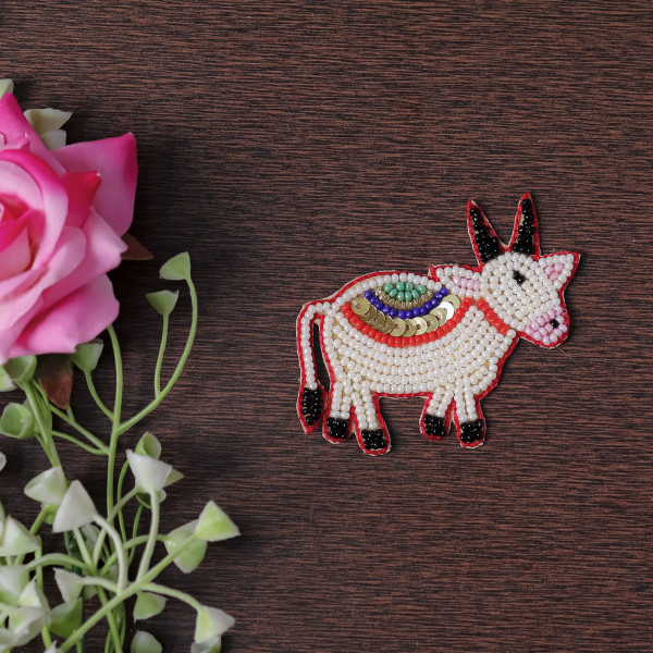 Pair Of Handcrafted Embroidered Cow Applique Patch