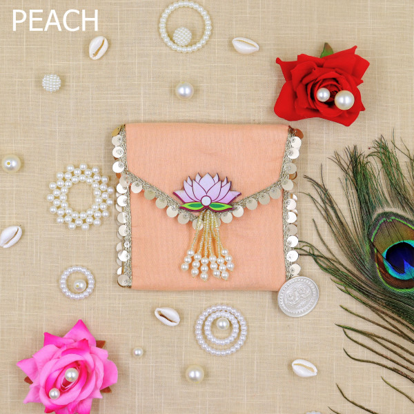 pack of 5pcs Vibrant Lotus Beadwork Coin Purse / Shagun Pouch