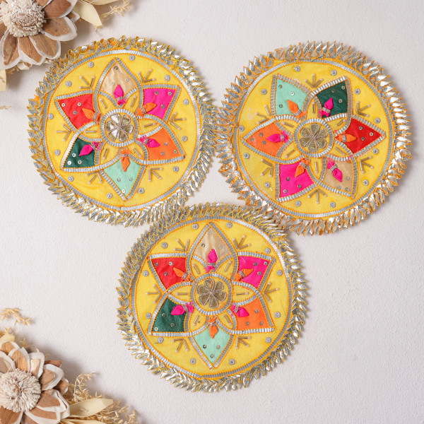 Pack of  10pcs Vibrant Gota Patti Floral Applique Patches | Traditional DIY Craft Embellishments