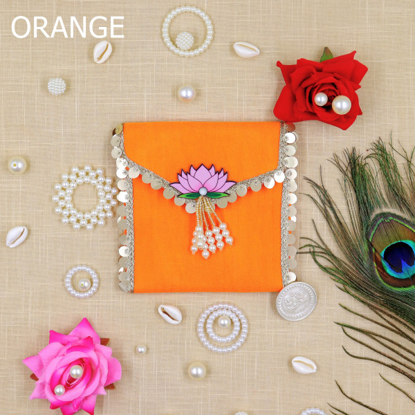pack of 5pcs Vibrant Lotus Beadwork Coin Purse / Shagun Pouch