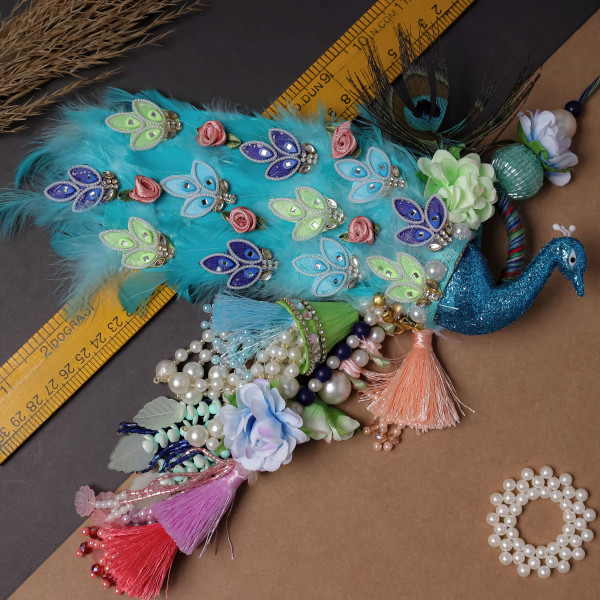 Exclusive Handcrafted Peacock Bhai Bhabhi Rakhi Set | Premium Lumba Rakhi Combo
