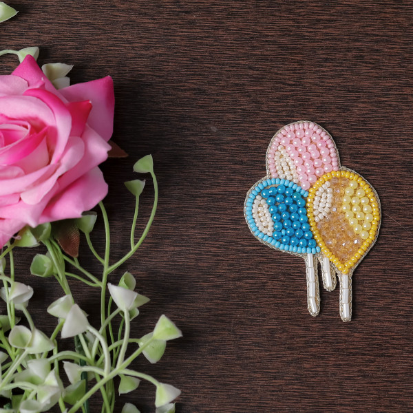 Pair of ✨ Whimsical Beaded Balloon Patch Applique – DIY Embroidered Motif